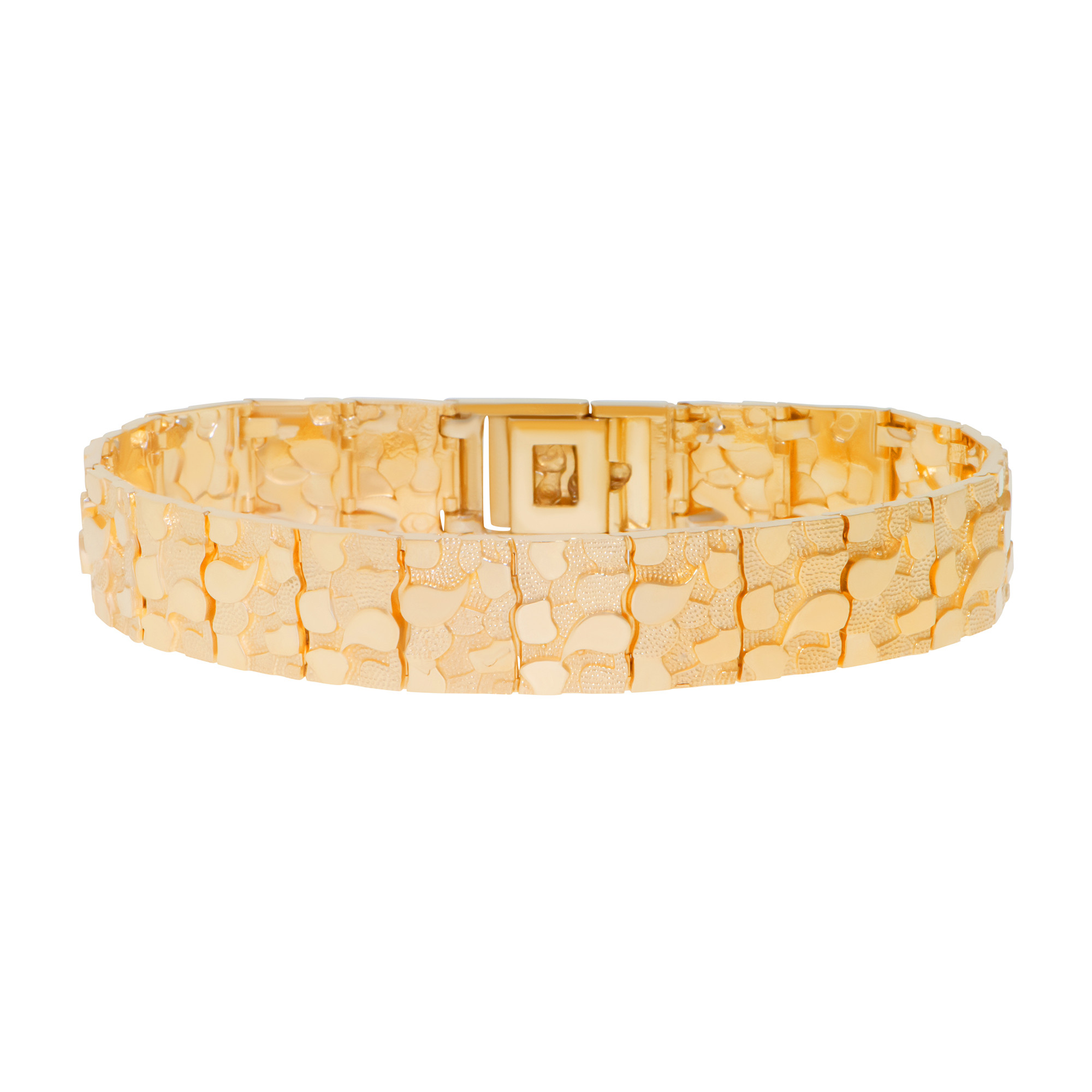 10kK Gold 14.3mm Nugget Bracelet 9 Inches